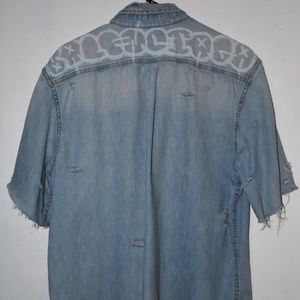 Custom Balenciaga Graffiti Denim shirt